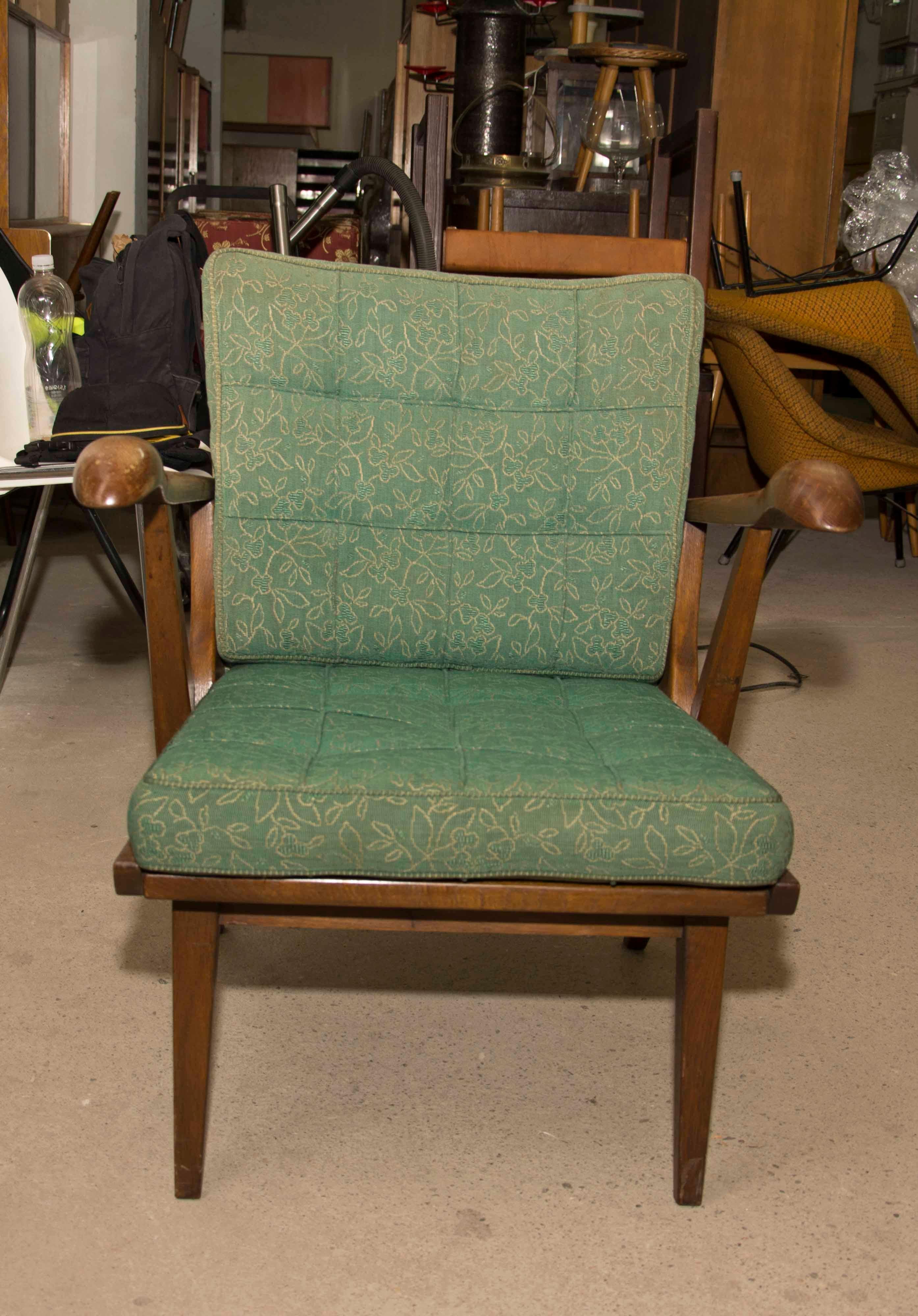 Midcentury Oak Armchairs, 1950s, Czechoslovakia In Good Condition For Sale In Prague 8, CZ