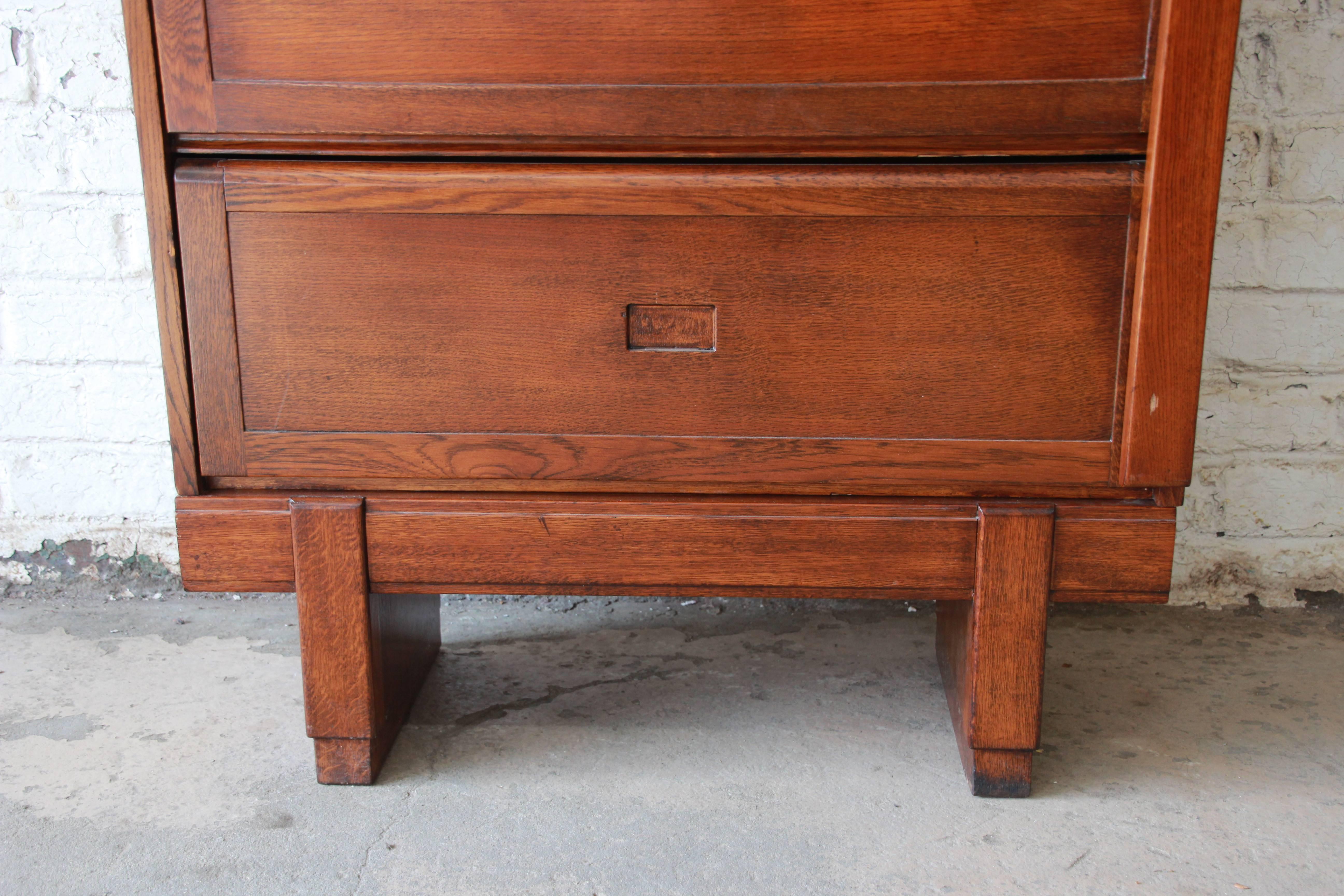 Midcentury Oak Barrister Bookcase, 1950s In Good Condition In South Bend, IN