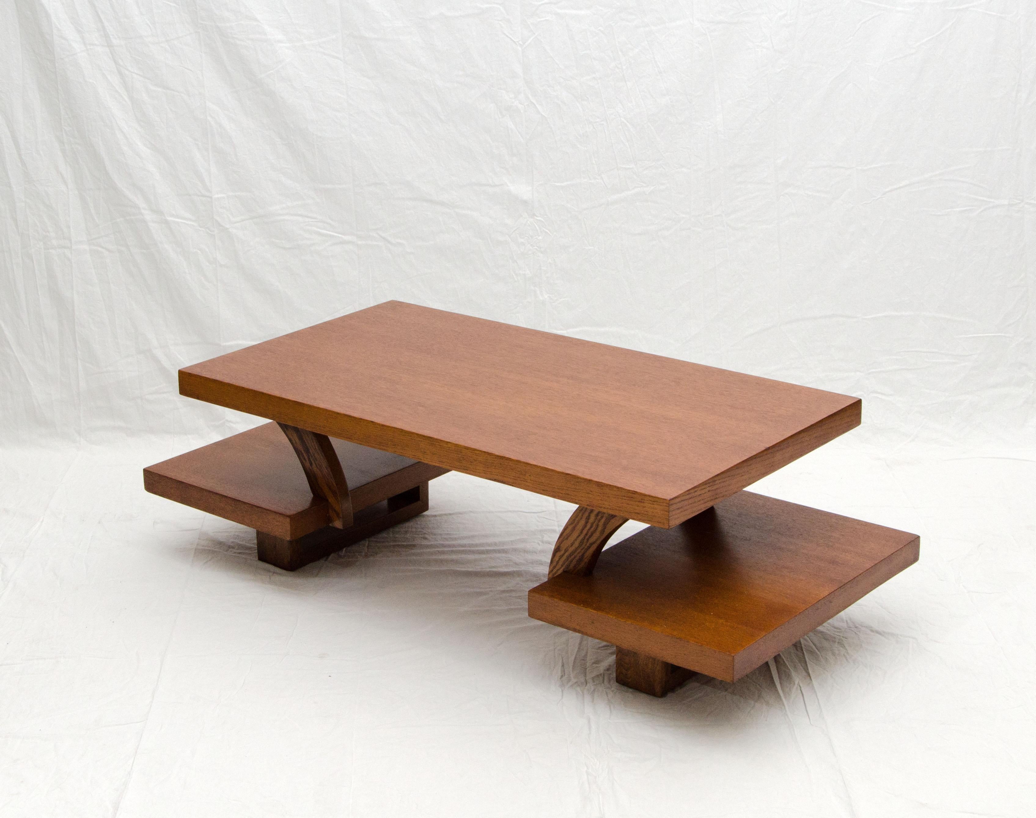 Mid-Century Modern Midcentury Oak Bi-Level Coffee Table, Paul Laszlo Style For Sale