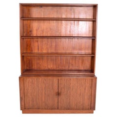 Midcentury Oak Danish Bookcase with Sliding Doors