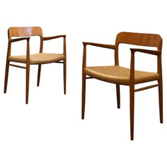 Midcentury Oak Dining Chairs, Model 56 by Niels O. Møller with Paper Cord Seats
