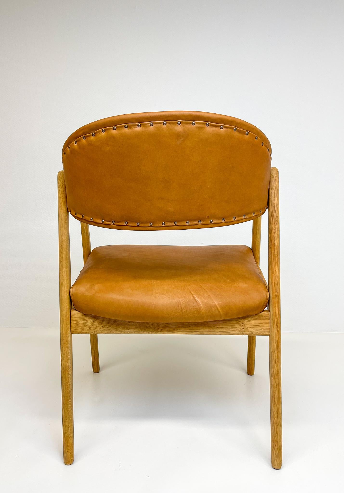 Midcentury Oak-Leather Desk Chair 