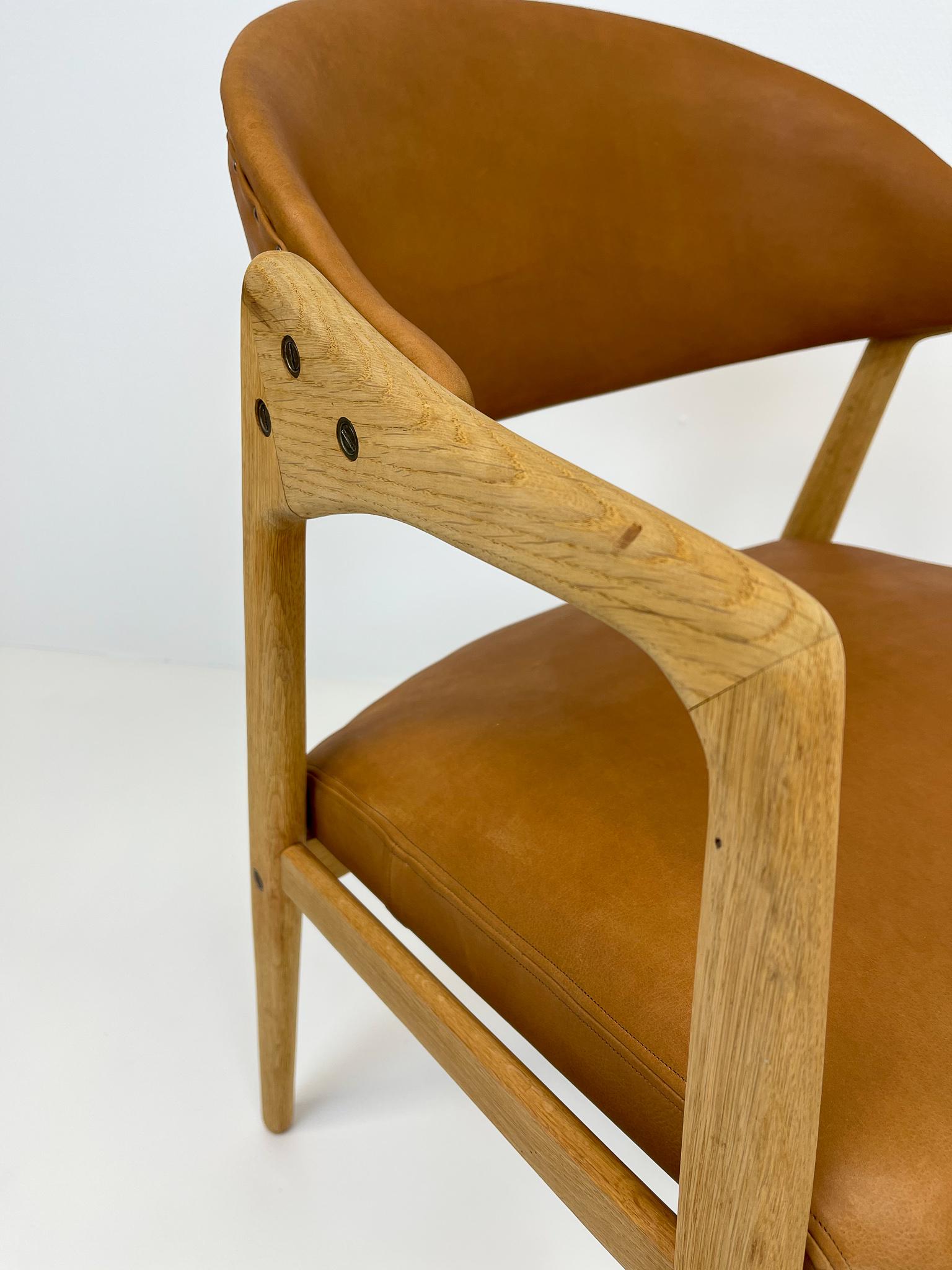Midcentury Oak-Leather Desk Chair 