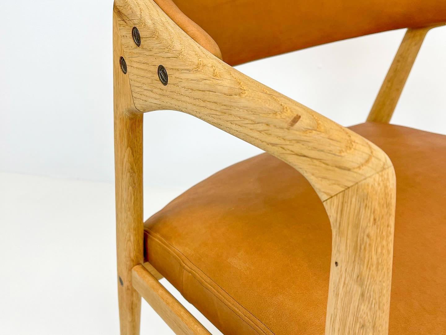 Swedish Midcentury Oak-Leather Desk Chair 