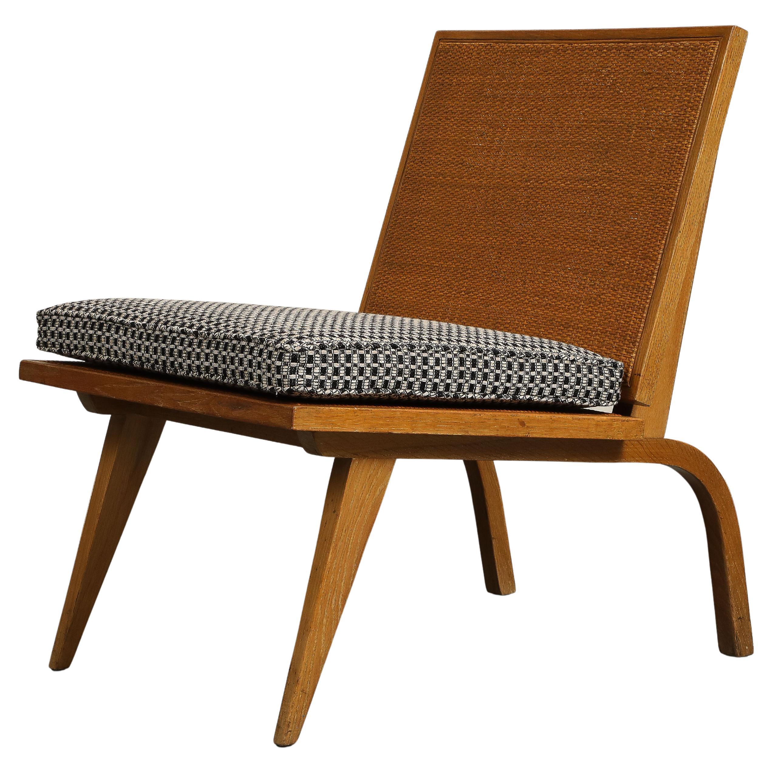 Silla de salón de roble de mediados de siglo de Edward Durell Stone para Fulbright en venta