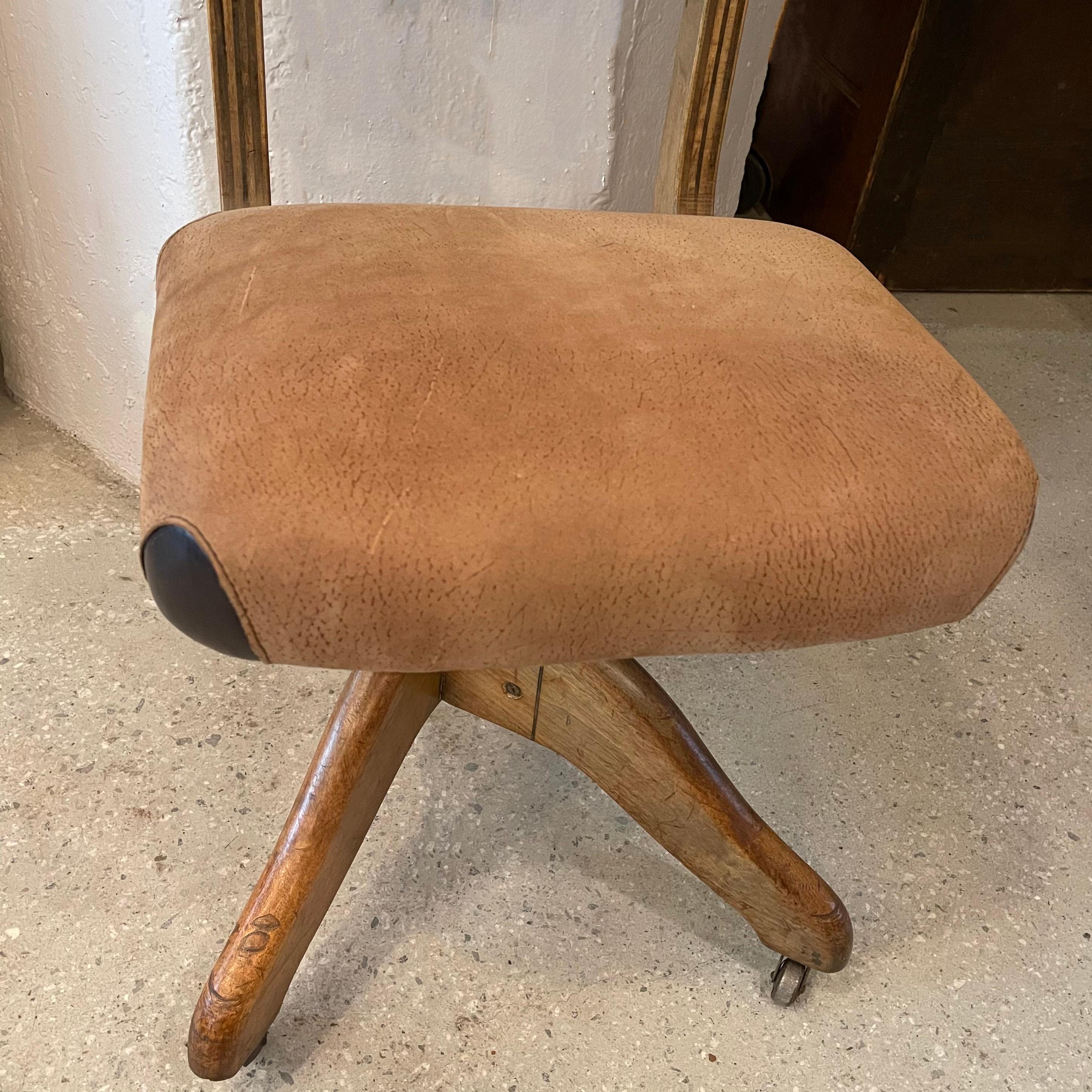 American Midcentury Oak Office and Suede Desk Chair by DoMore