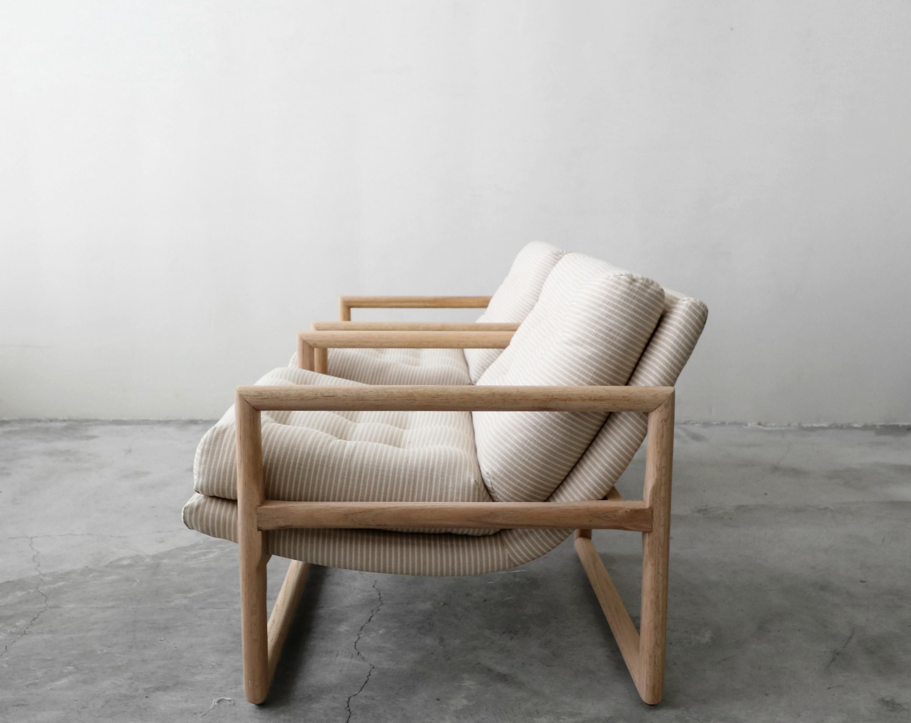 Mid-Century Modern Midcentury Oak Scoop Lounge Chairs by Milo Baughman