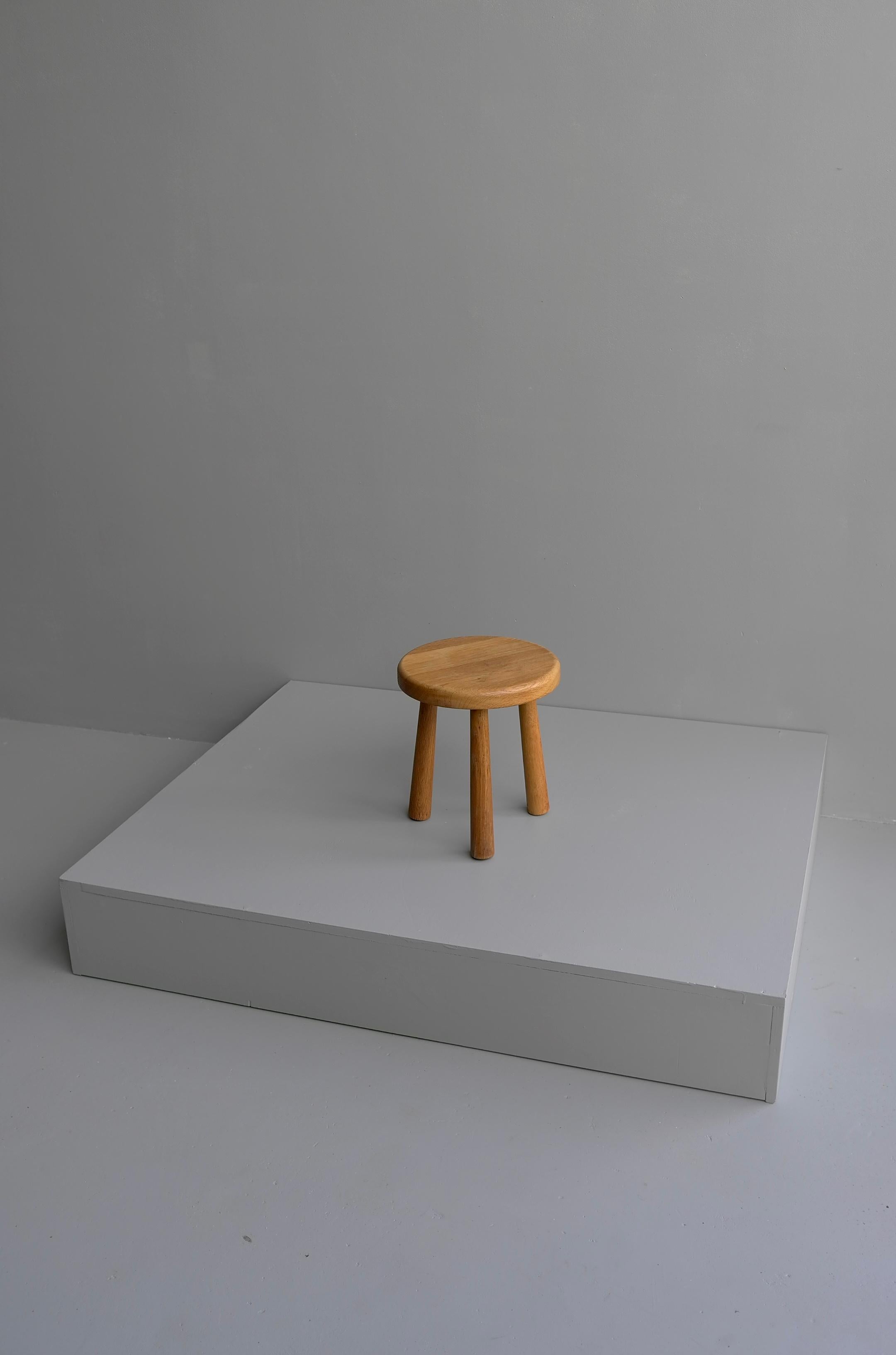 Mid-Century Modern Midcentury Oak Stool in Style of Charlotte Perriand, France 1950s