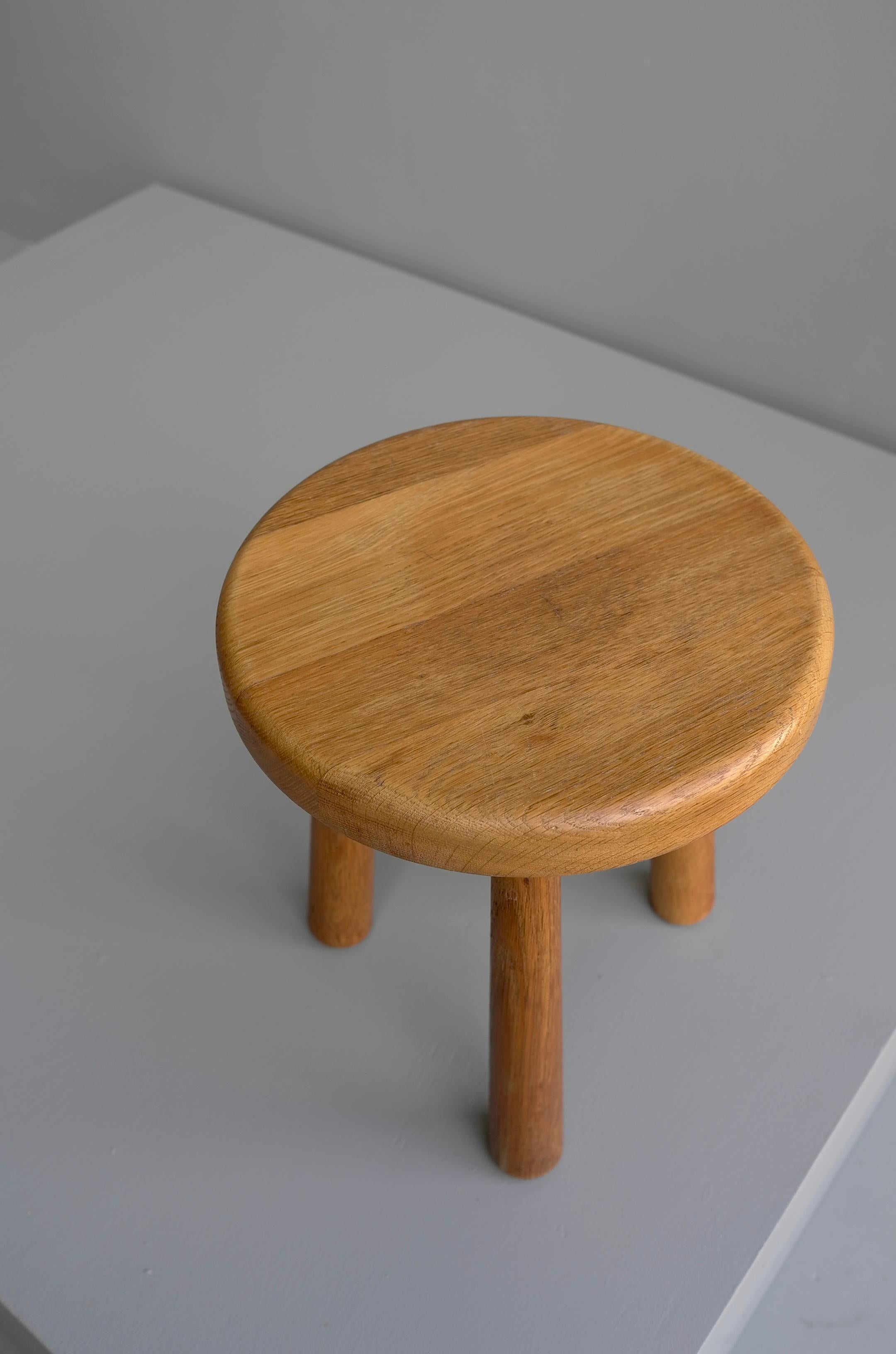 Midcentury Oak Stool in Style of Charlotte Perriand, France 1950s 1