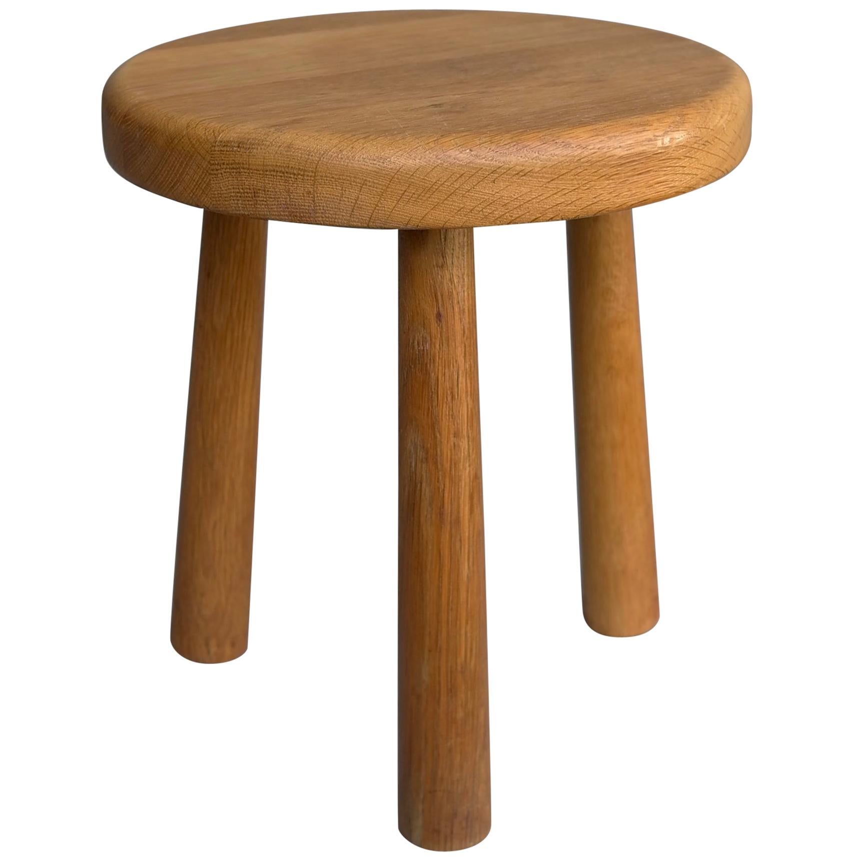 Midcentury Oak Stool in Style of Charlotte Perriand, France 1950s