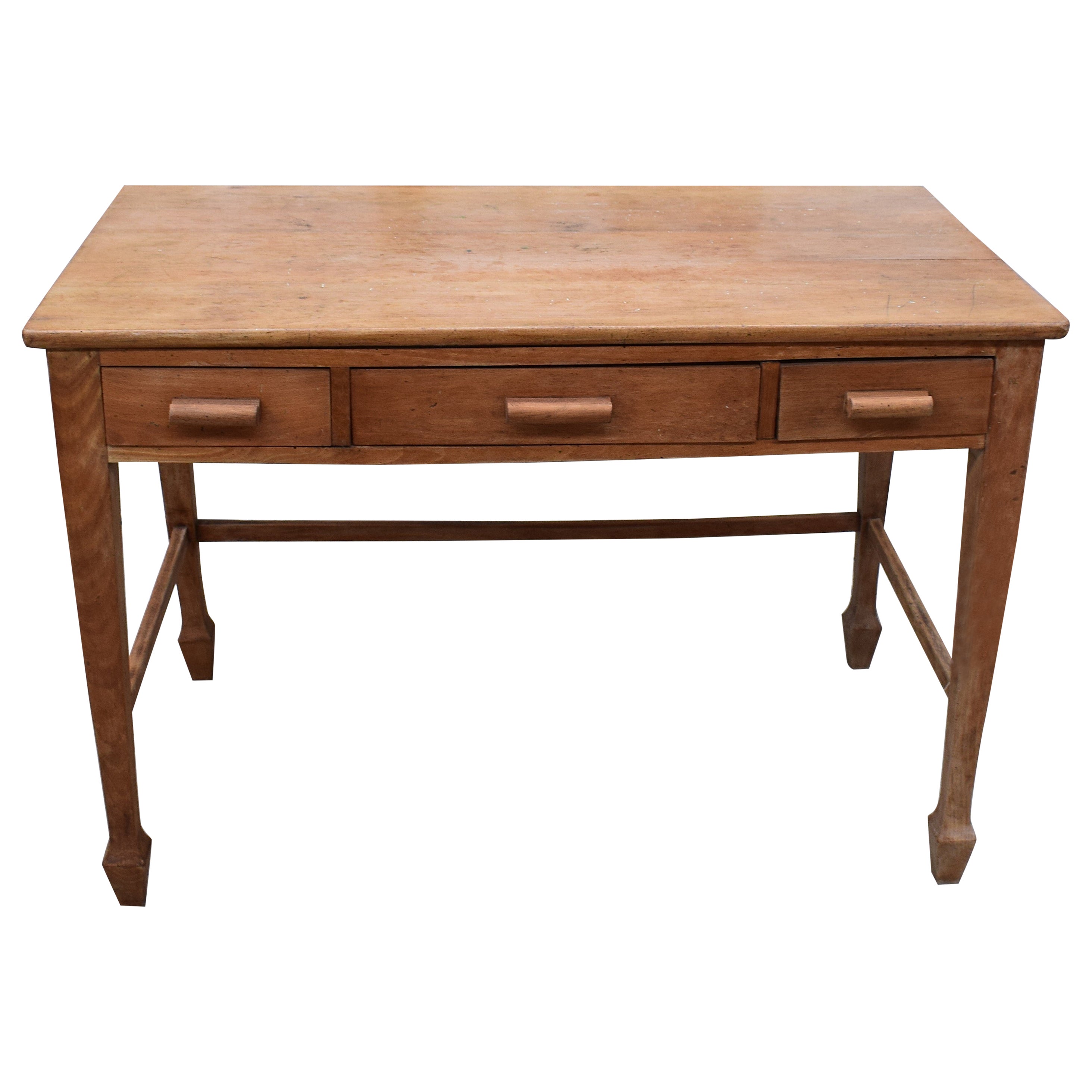 Midcentury Oak Wood Teachers School Desk
