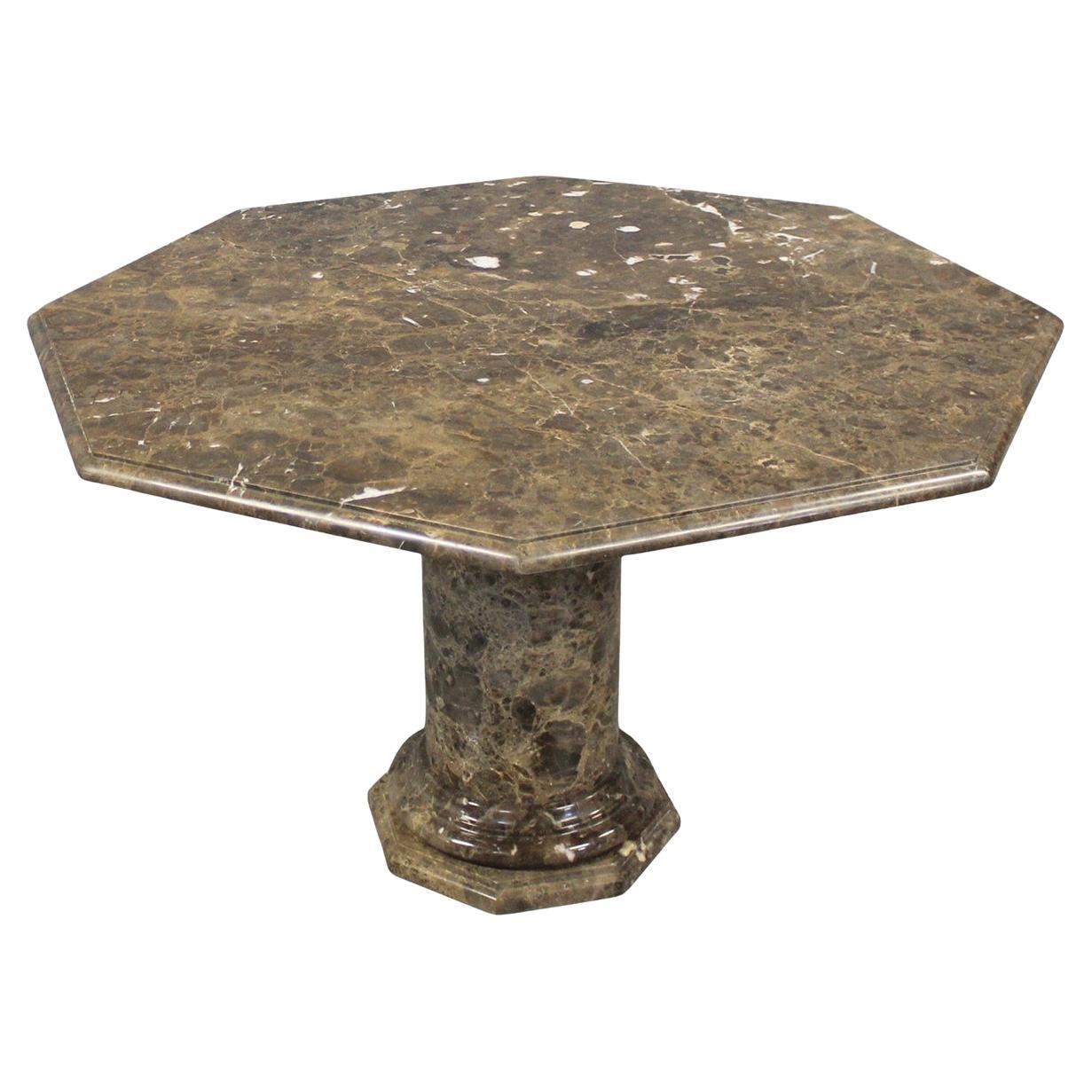 Midcentury Octagon Marble Pedestal Table