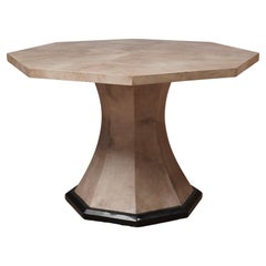 MidCentury Octagonal Goatskin Italian Center Dinning Room Table, 1980
