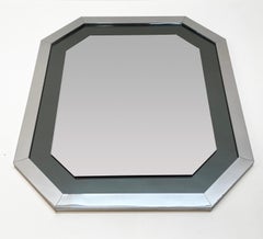 Midcentury Octagonal Italian Mirror with Smoked Mirror and Chromed Frame, 1980s