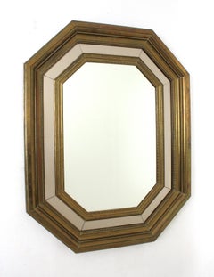 Octagonal Wall Mirror in Brass with Smoked Mirror Detail, Spain 1960