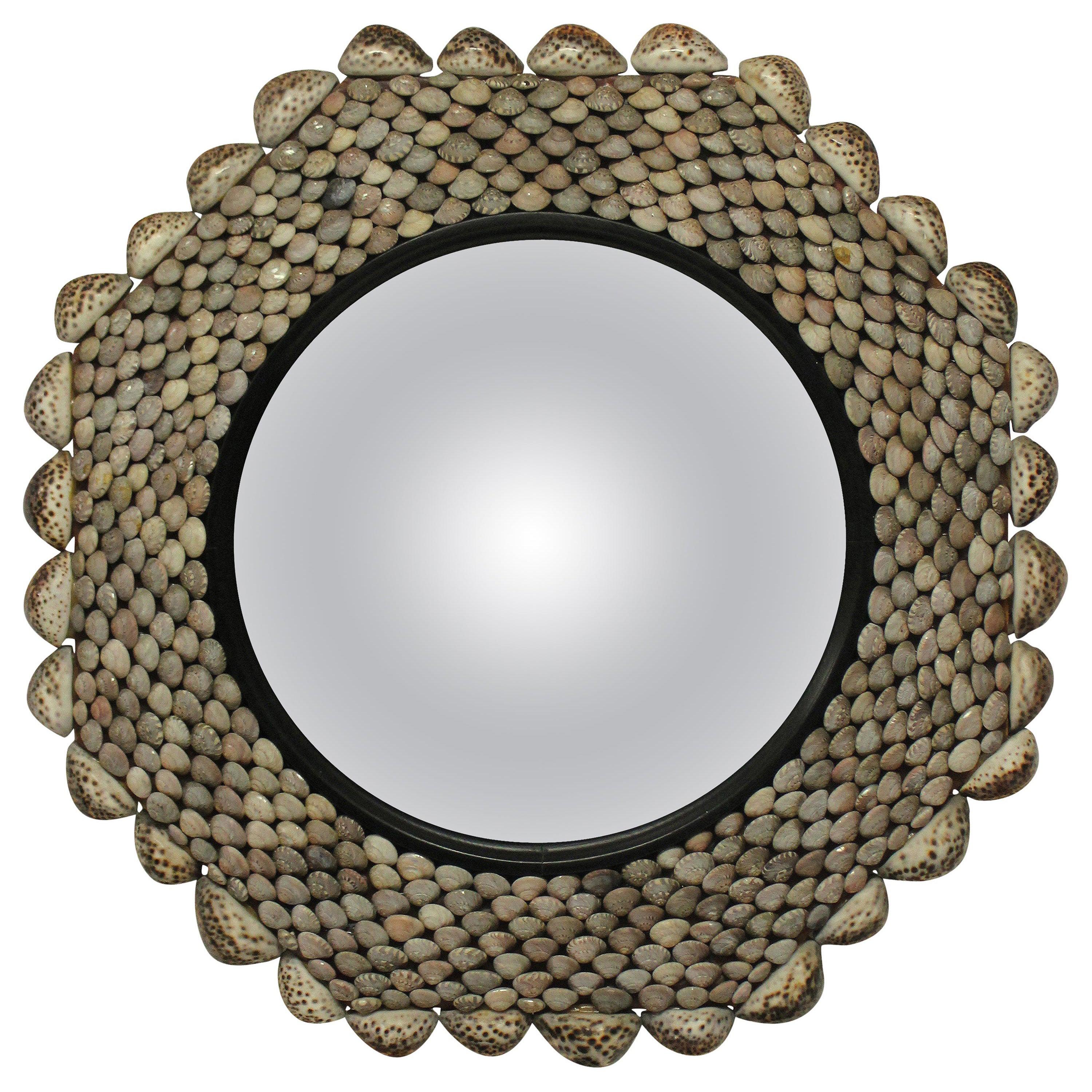 Midcentury Octagonal Shell Convex Mirror