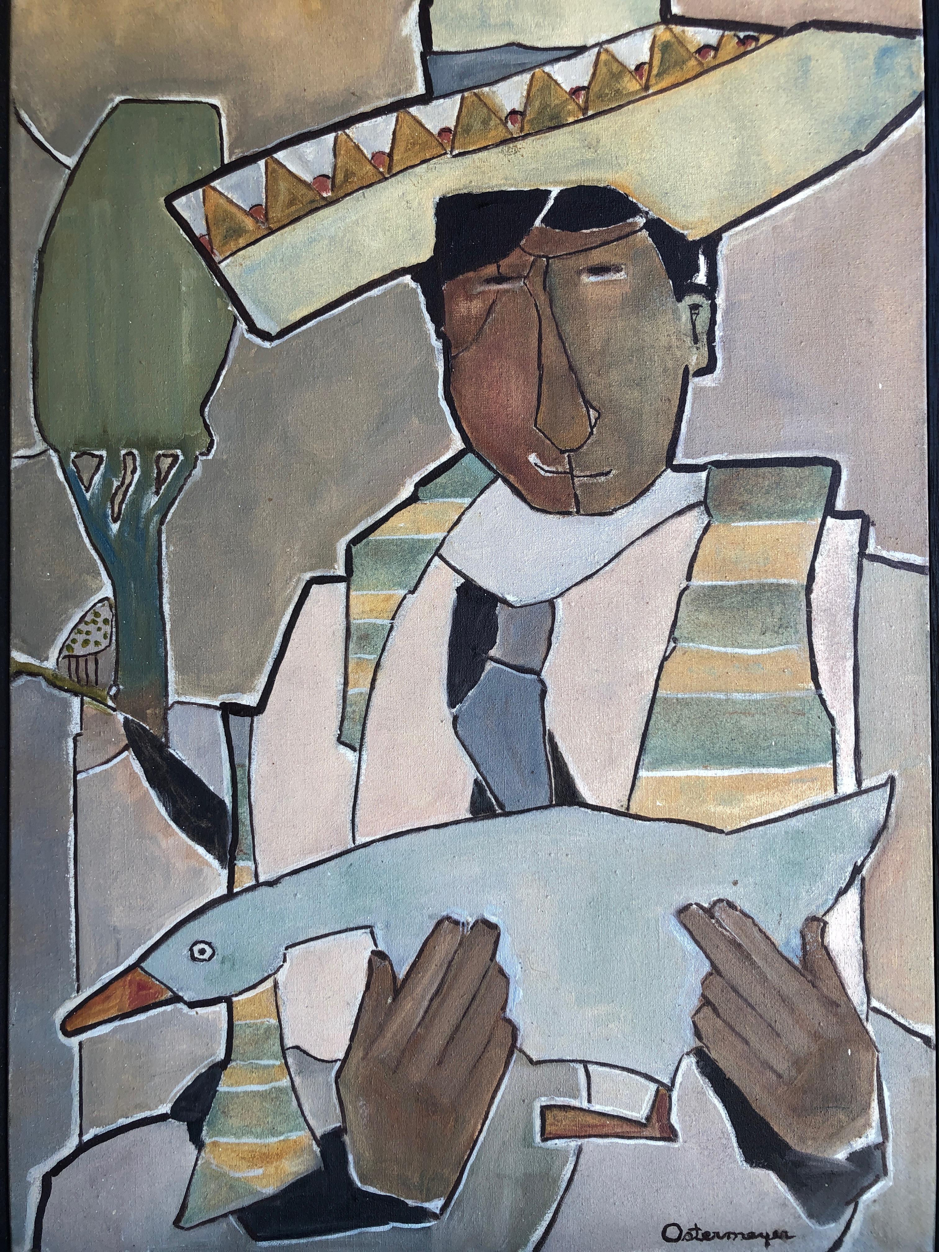 Mid-Century Modern Midcentury Oil on Canvas Titled 