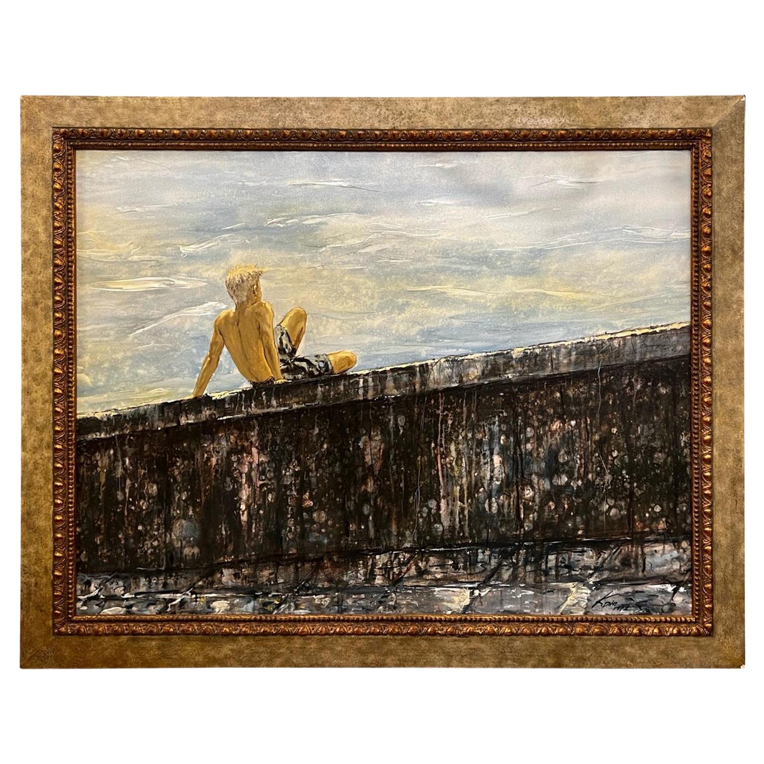 Peinture à l'huile du milieu du siècle dernier en vente