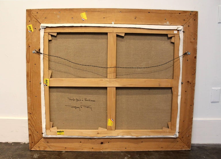 Midcentury Oil Painting of French Port by Artist Tanguy Le Roy For Sale at 1stDibs