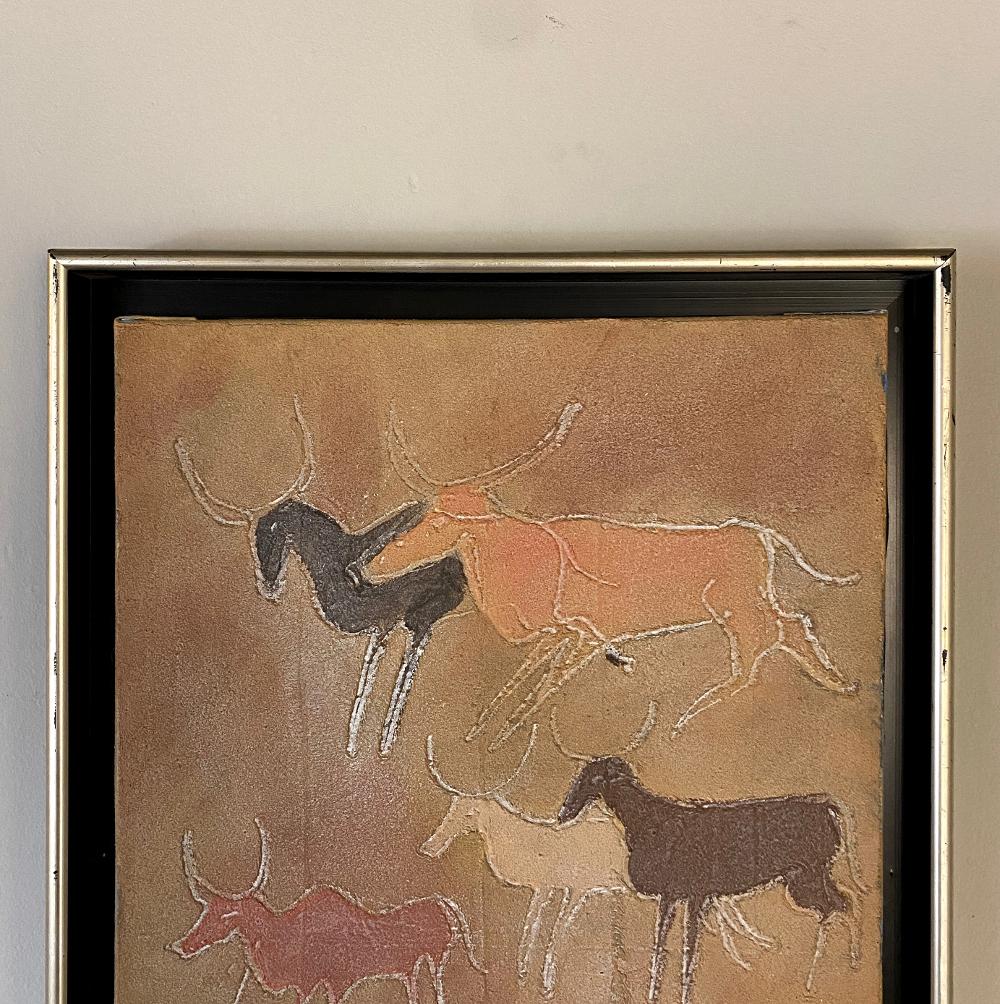 Hand-Painted Midcentury Oil Painting on Canvas by Fouat Michel For Sale