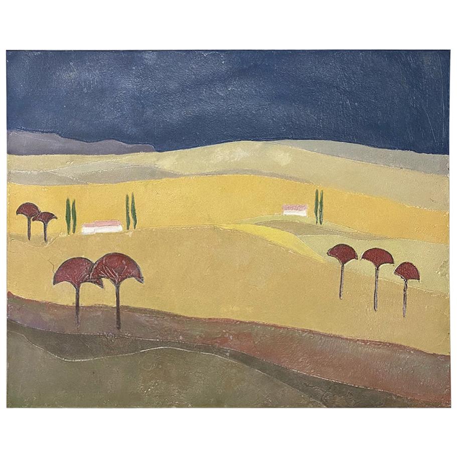 Midcentury Oil Painting on Canvas by Fouat Michel