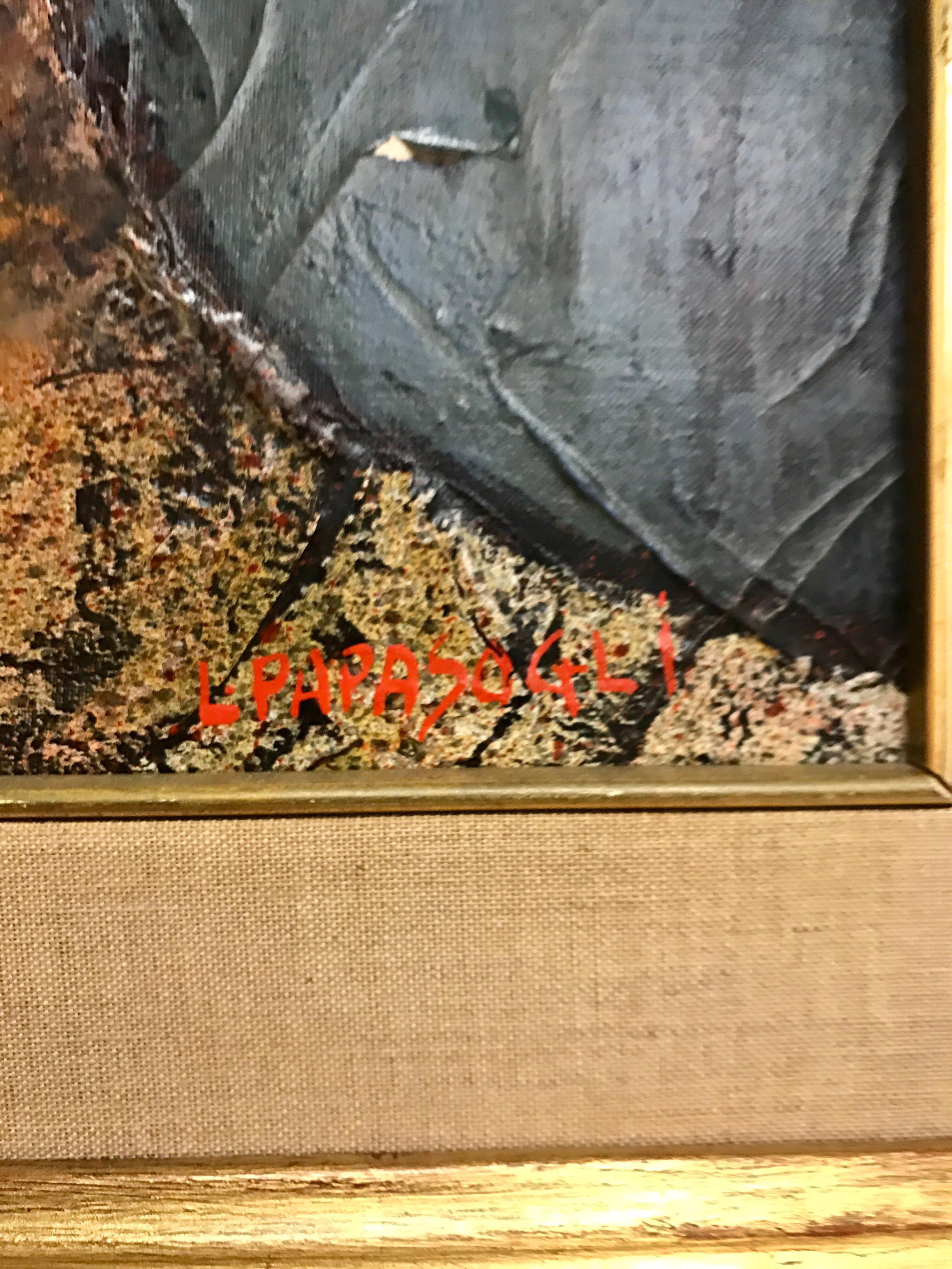 Mid-Century Modern Midcentury Oil Painting Signed Leonardo Papasogli