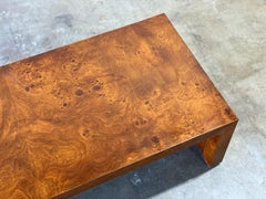 Midcentury Olive Burl Waterfall Cocktail Table, After Milo Baughman