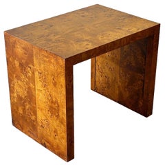 Midcentury Olive Burl Waterfall Occasional Table, After Milo Baughman