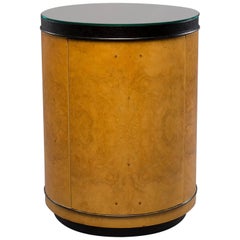 Midcentury Olivewood Drum Table Cabinet