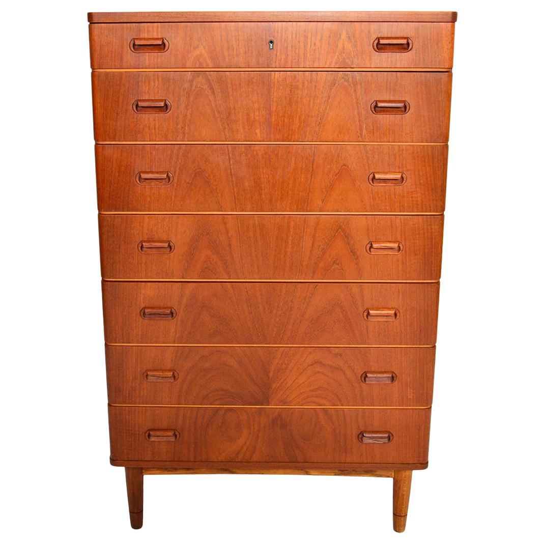 Midcentury Omann Jun Style Teak Highboy Dresser For Sale at 1stDibs
