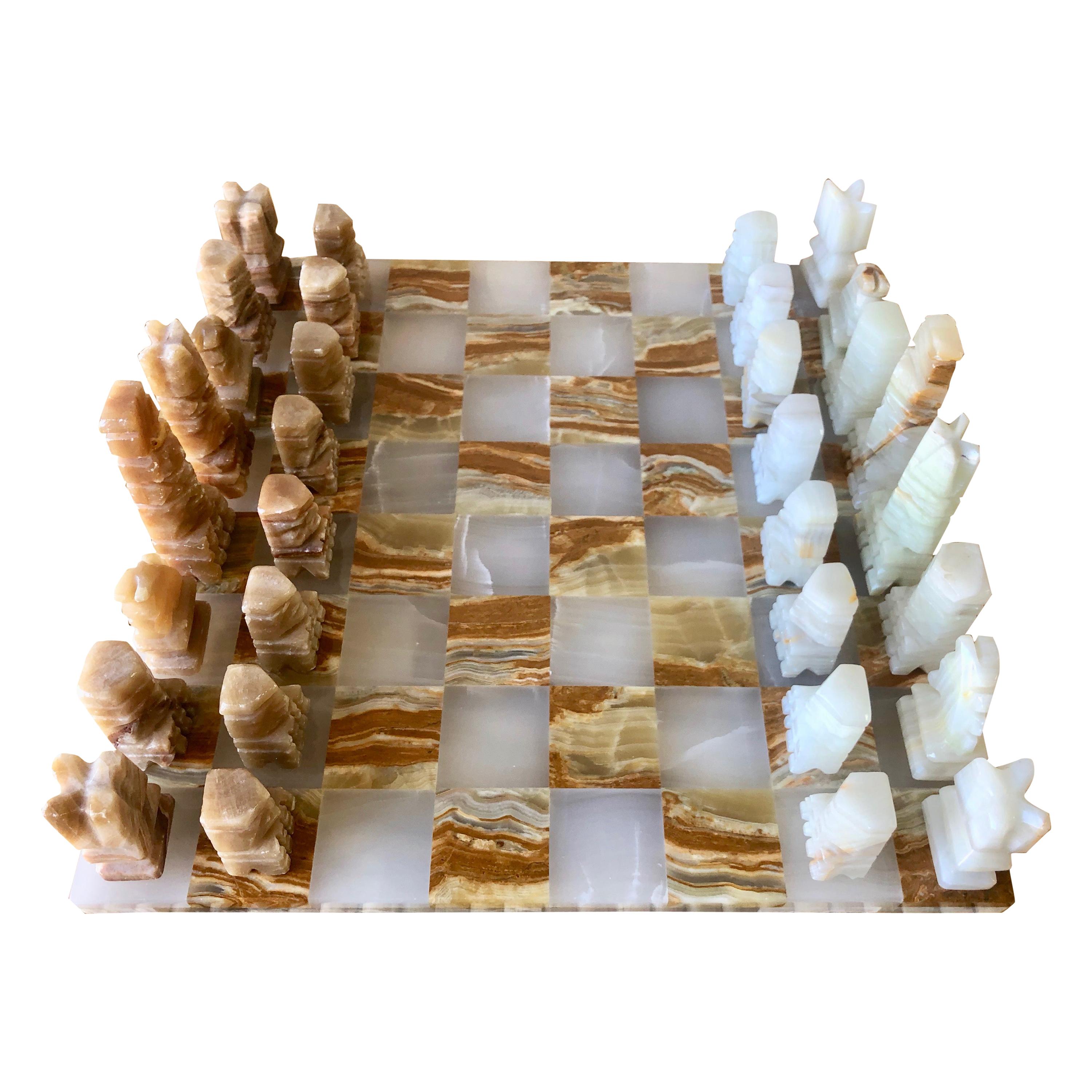 Midcentury Onyx Chess Set