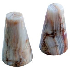 Used Midcentury Onyx Salt and Pepper shakers 