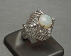 Midcentury Opal Cathedral Dome Ring