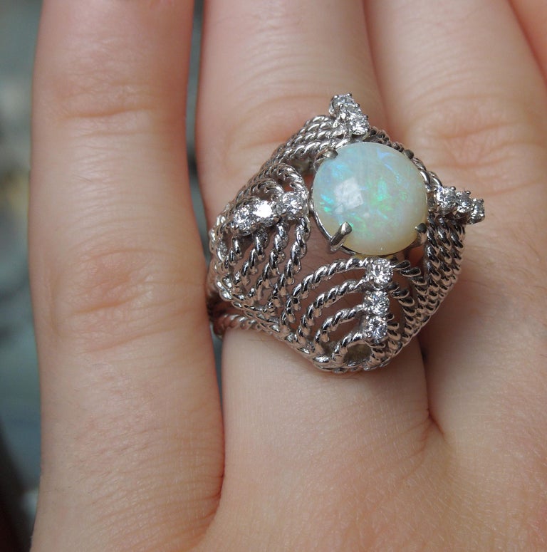 Midcentury Opal Cathedral Dome Ring For Sale at 1stDibs | cathedral opal