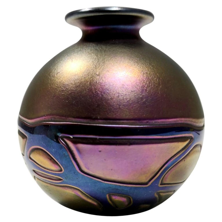 Vintage Opalescent Mdina Glass Vase from Malta For Sale at 1stDibs