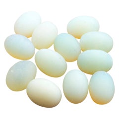 Midcentury Opaline Art Glass Eggs, Dozen, Frosted
