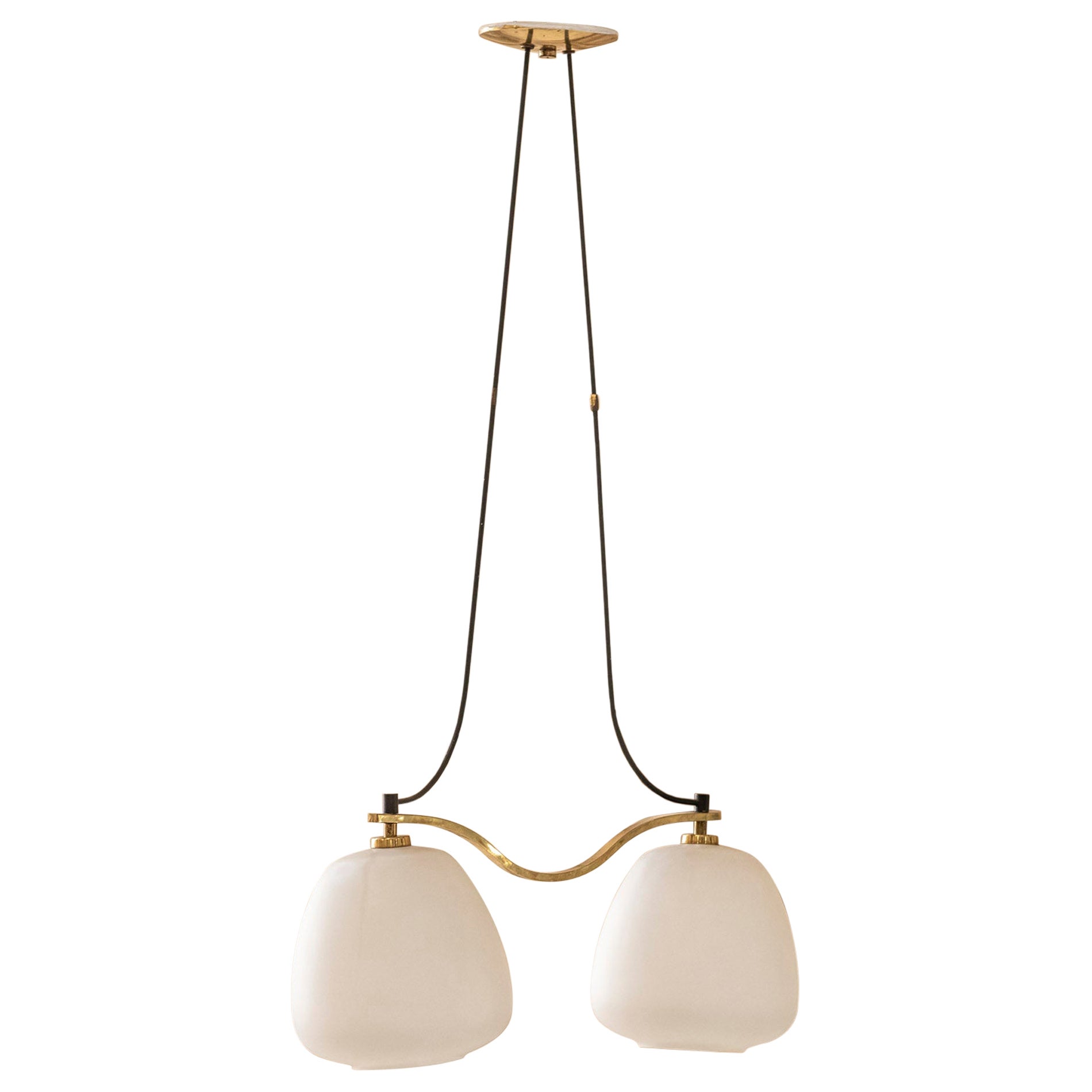 Ciondolo in vetro opalino e ottone del Medioevo, Italia, 1950 in vendita