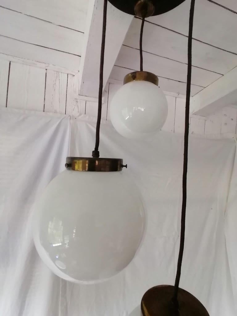 Midcentury Opaline Glass Cascading Pendant Lamp For Sale 3