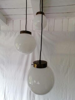 Midcentury Opaline Glass Cascading Pendant Lamp