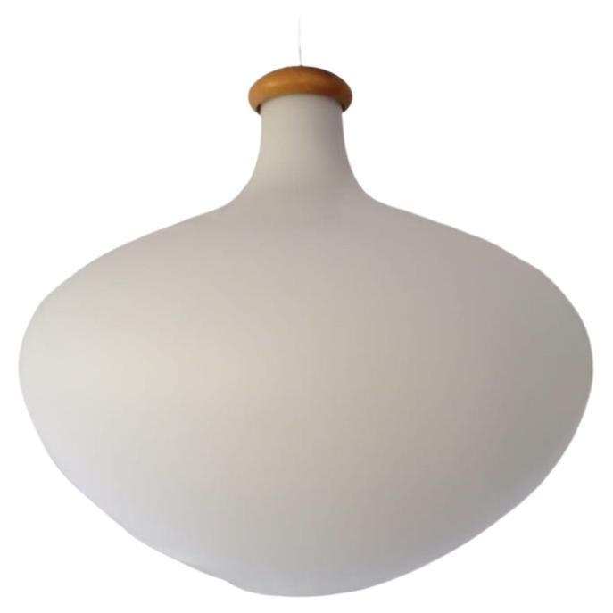 Midcentury Opaline Glass Pendant Lamp by Uluv For Sale