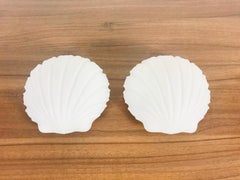 Midcentury Opaline Glass Shell Wall Lamps by Glashütte Limburg, 1960s