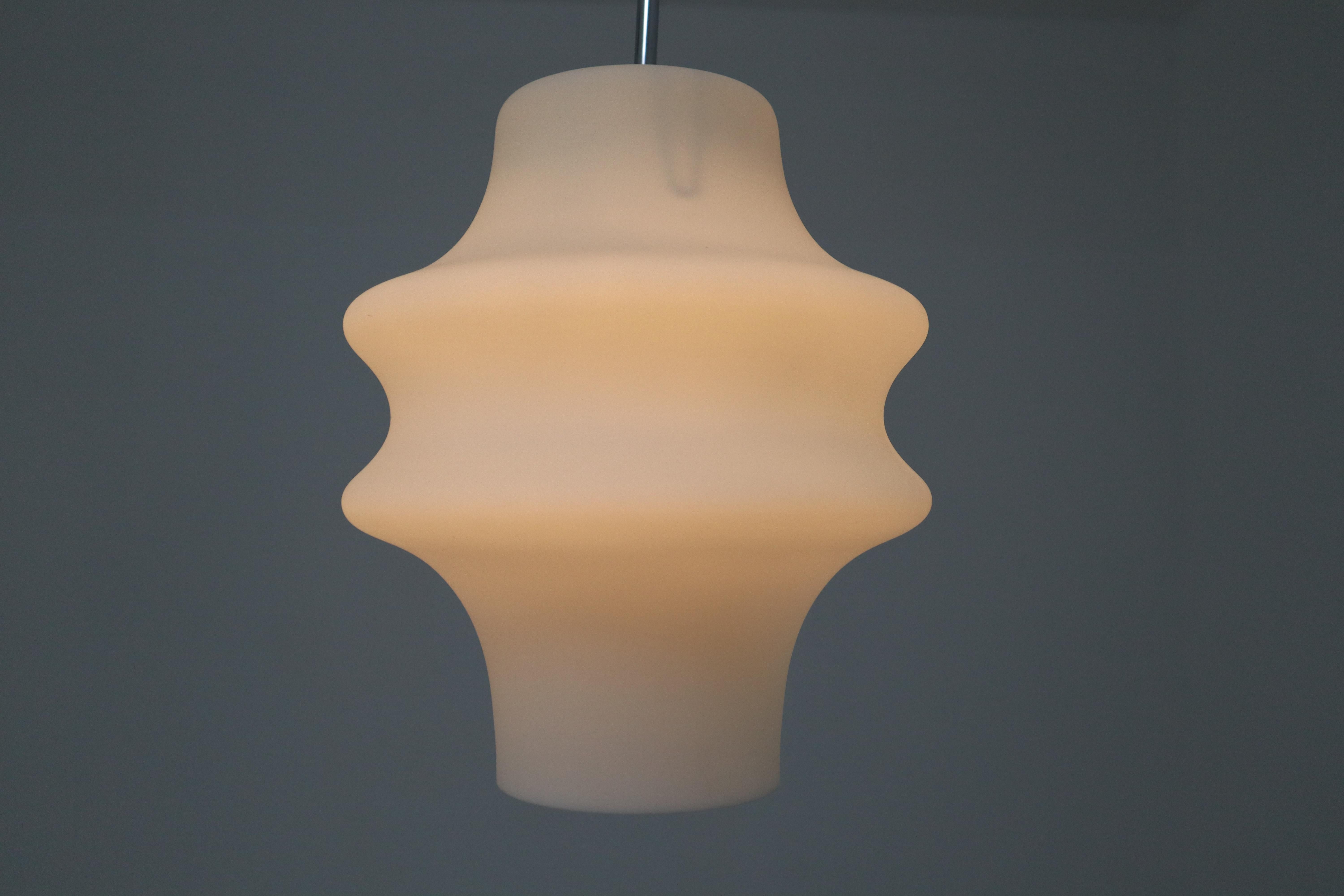 Midcentury Opaline Pendant Lamp with White Glass, 1960s Mid-20th Century 3