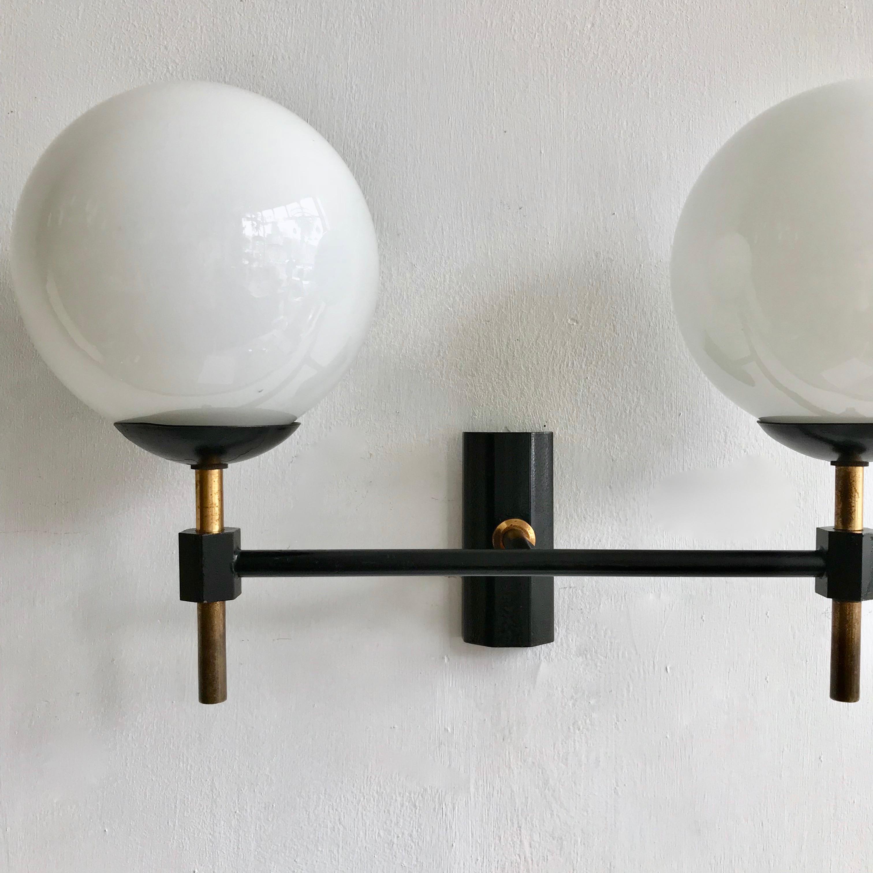 French Midcentury Opaline Wall Light
