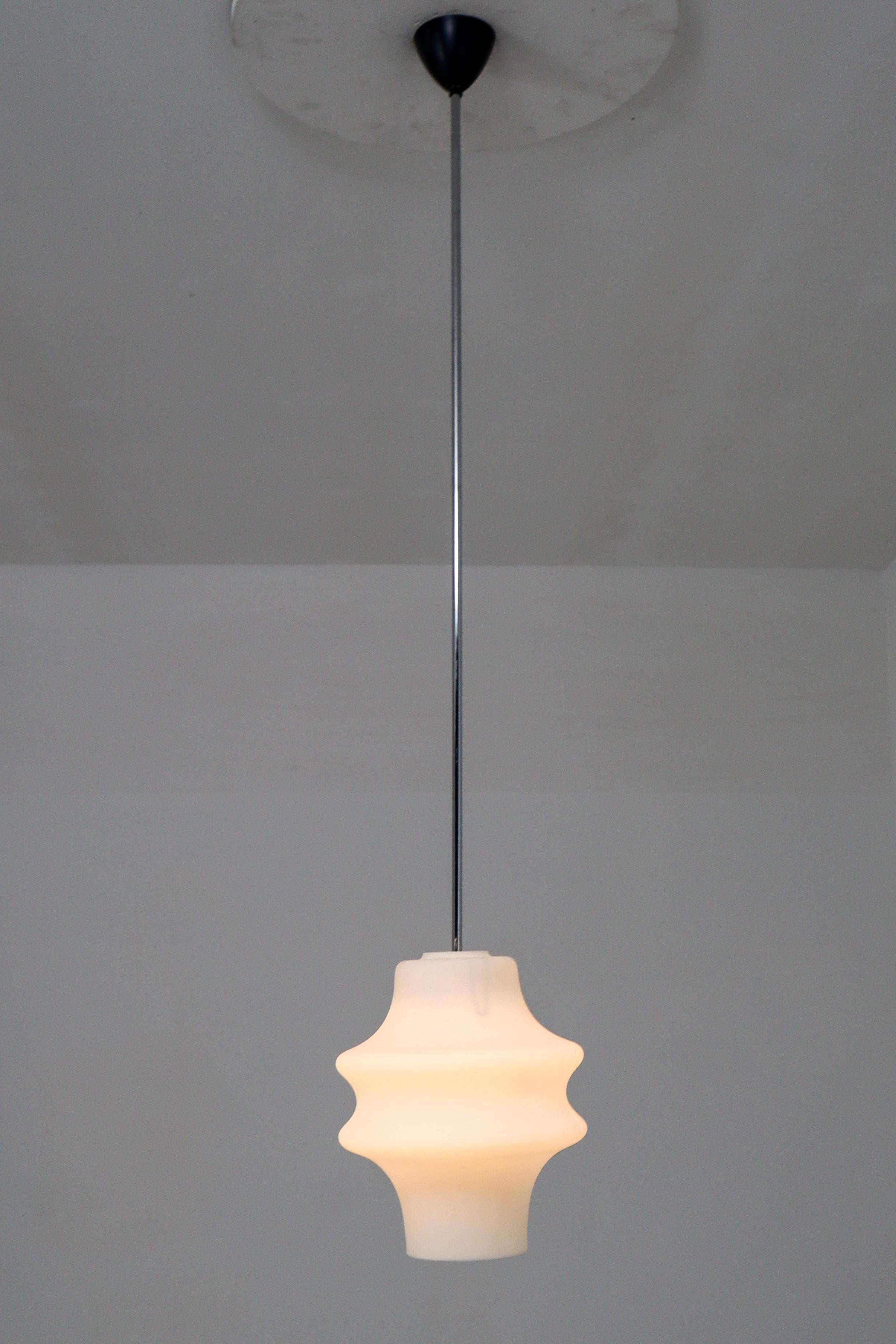 Midcentury Opaline White Glass Pendant Lamp, 1960s Mid-20th Century 2