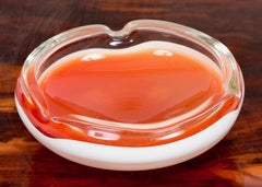 Midcentury Orange and White Murano Glass Italian Bowl or Ashtray, 1960s
