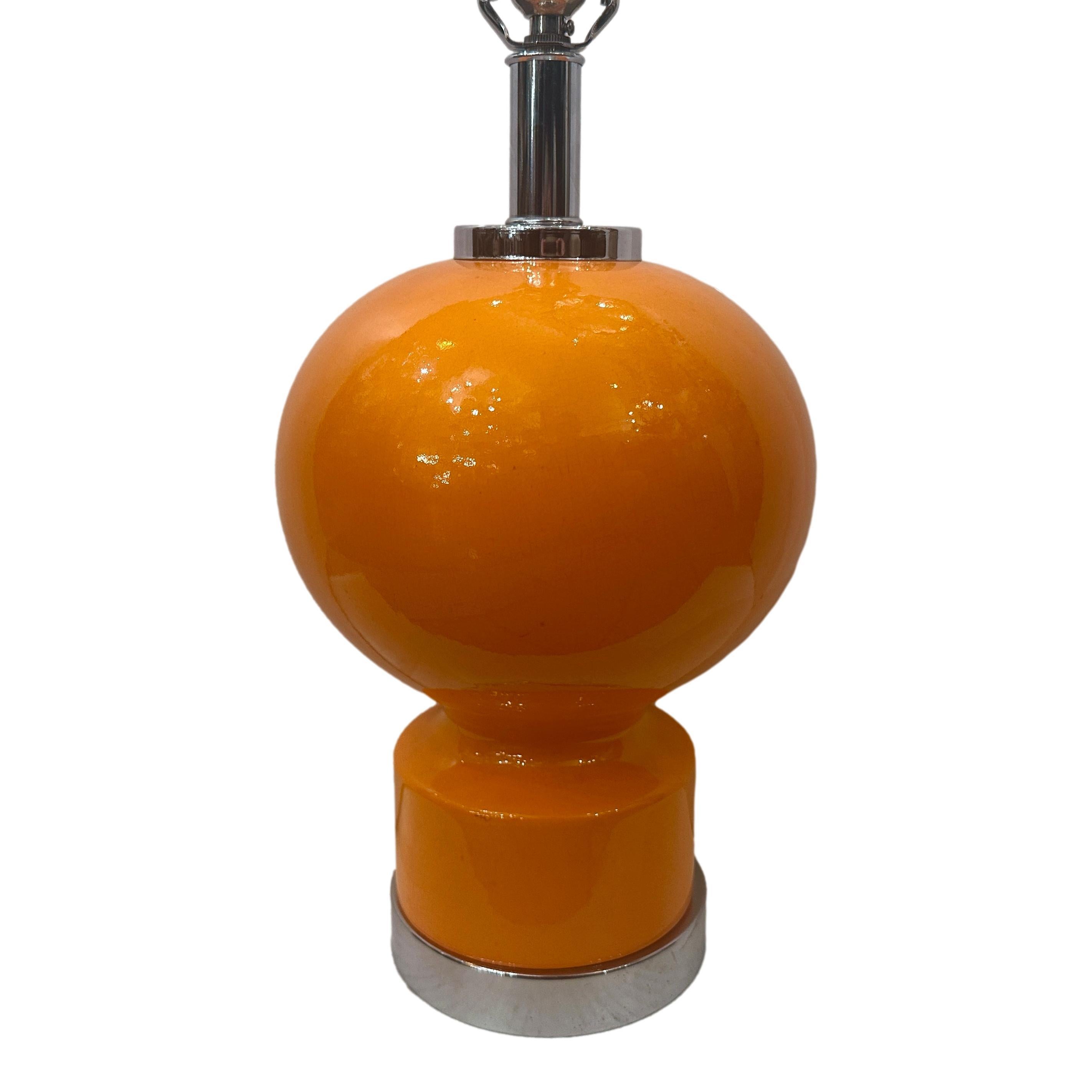 Lámpara de cristal naranja de mediados de siglo en Bueno estado para la venta en New York, NY