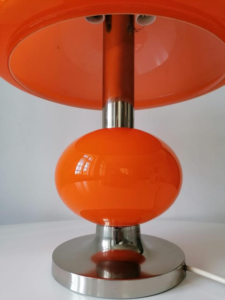 Art Deco Midcentury Orange Glass Table or Desk Lamp