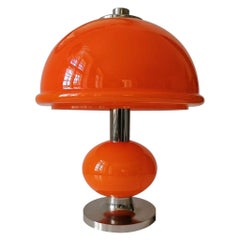 Orangefarbene Glas-Tisch- oder Schreibtischlampe aus der Mitte des Jahrhunderts