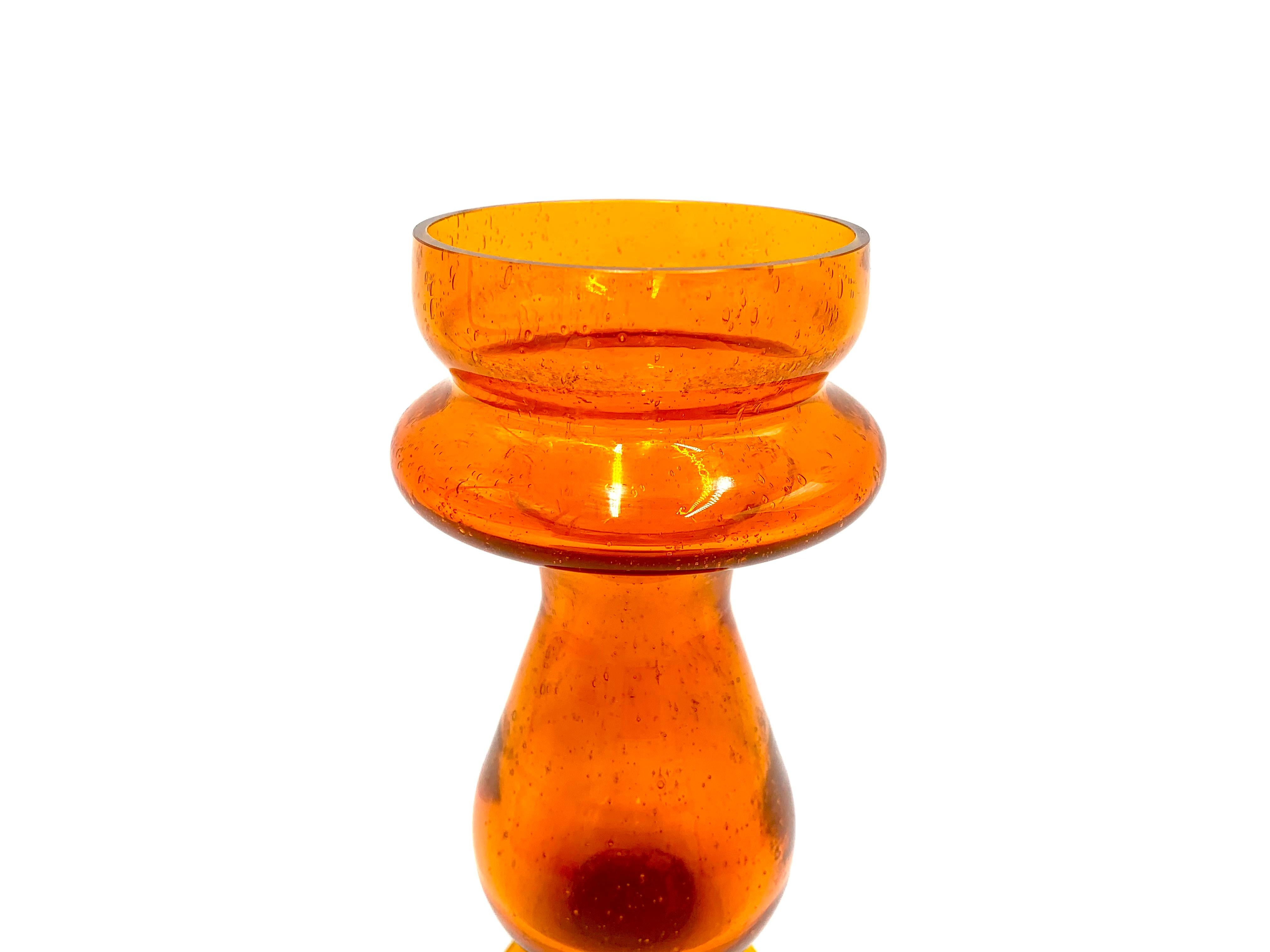 Mid-Century Modern Midcentury Orange Glass Vase, Barbara Glassworks, Poland