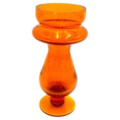 Midcentury Orange Glass Vase, Barbara Glassworks, Poland